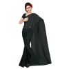 Dropship Women's Georgette Plain Saree With Blouse (Black, 5-6 Mtrs)