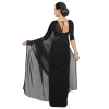 Dropship Women's Georgette Plain Saree With Blouse (Black, 5-6 Mtrs)