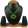 Dropship Women's Green Color Designer Tibetan Style Fashion Necklace Set (Color: Green)