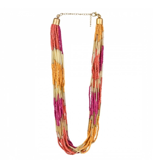 Women's Designer Elegant Multi Layer Multi Color Beads Necklace (Color: Multi Color)