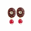 Dropship Women's Stylish Maroon Golde Plated Traditional Kundan Necklace Set with Earrings (Color: Red)