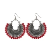 Dropship Women's Silver Plated Hook Dangler Hanging Beads Earring (Color: Red)