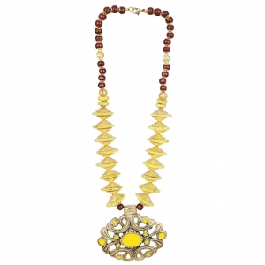 Generic Women's Designer Yellow and Golden Beads Necklace (Color: Yellow)