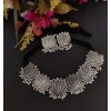 Dropship Antique Silver Oxidised Tribal Afghani Necklace With Earrings Set For Women