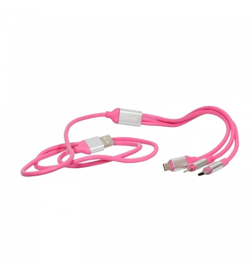 Pack Of_2 Colorful Multi Charger Cable 3 In 1 Cable Sp_32 (Color: Assorted)