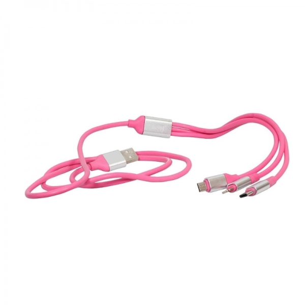 Dropship Pack Of_2 Colorful Multi Charger Cable 3 In 1 Cable Sp_32 (Color: Assorted)