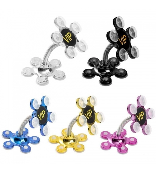Pack Of_5 Phone Sucking Stand Flower Shape Cell Phone Holder (Color: Assorted)