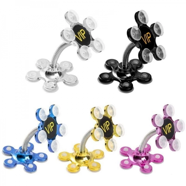 Dropship Pack Of_5 Phone Sucking Stand Flower Shape Cell Phone Holder (Color: Assorted)