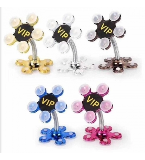 Pack Of_5 Phone Sucking Stand Flower Shape Cell Phone Holder (Color: Assorted)