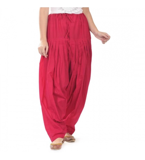 Women's Cotton Solid Patiyala (Color:Rani Pink)