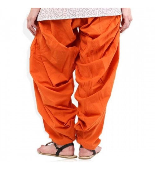 Women's Cotton Solid Patiyala (Color:Orange)