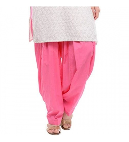 Women's Cotton Solid Patiyala (Color:Baby Pink)