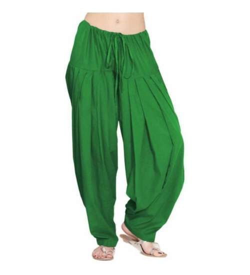 Women's Cotton Solid Patiyala (Color:Green)