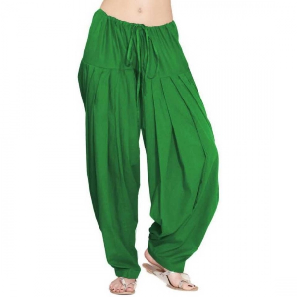 Dropship Women's Cotton Solid Patiyala (Color:Green)