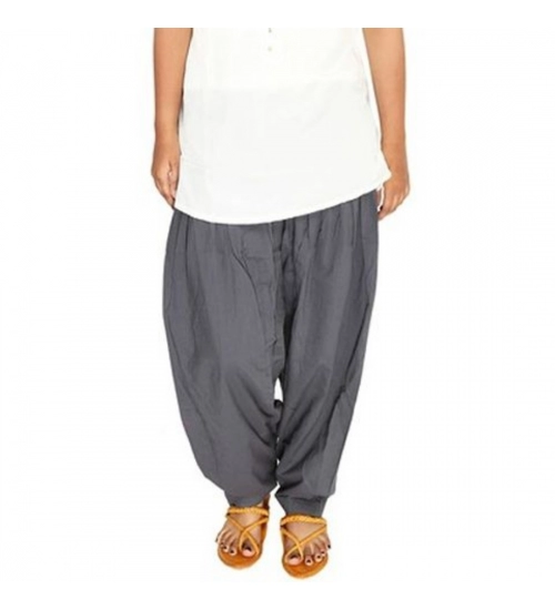 Women's Cotton Solid Patiyala (Color:Smoke Grey)