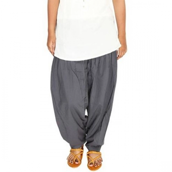 Dropship Women's Cotton Solid Patiyala (Color:Smoke Grey)