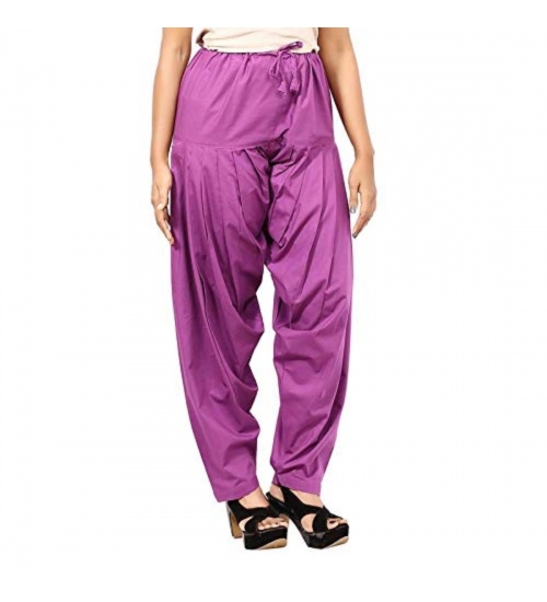 Women's Cotton Solid Patiyala (Color:Violet)