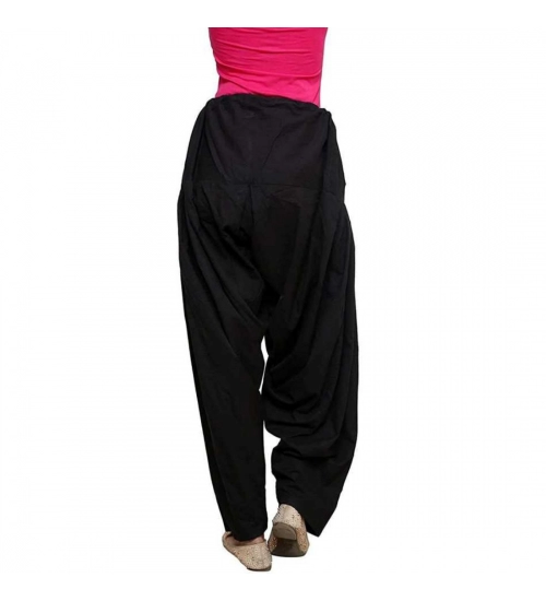 Women's Cotton Solid Patiyala (Color:Black)