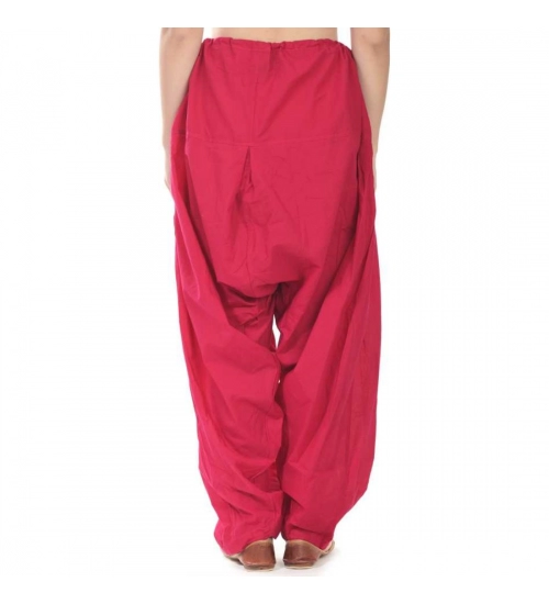 Women's Cotton Solid Patiyala (Color:Rani Pink)