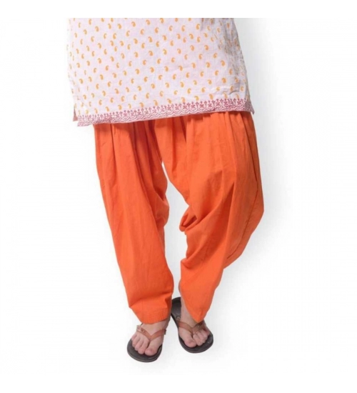 Women's Cotton Solid Patiyala (Color:Orange)