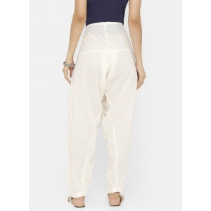 Generic Women's Cotton Solid Patiyala (Color:Half White)