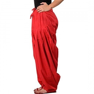 Generic Women's Cotton Solid Patiyala (Color:Red)