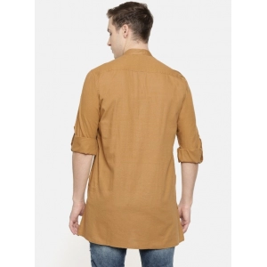 Generic Men's Cotton Men Casual Orange Kurta Shirt (Material: Cotton, (Color:Orange)