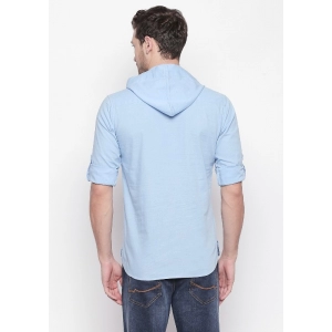 Generic Men's Cotton Casual Short Cross Kurta Shirt (Material: Cotton, (Color:Light Blue)