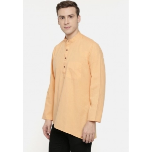 Generic Men's Cotton Casual Short Cross Kurta Shirt (Material: Cotton, (Color:Orange)