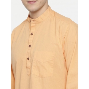 Generic Men's Cotton Casual Short Cross Kurta Shirt (Material: Cotton, (Color:Orange)