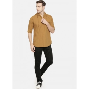 Generic Men's Cotton Casual Short Cross Kurta Shirt (Material: Cotton, (Color:Cream)