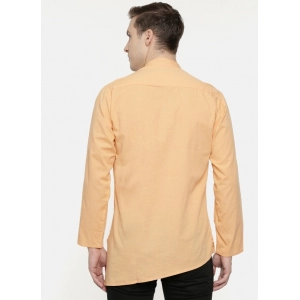 Generic Men's Cotton Casual Short Cross Kurta Shirt (Material: Cotton, (Color:Orange)