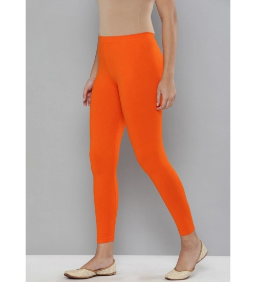 Women's Cotton Leggings (Color:Orange)