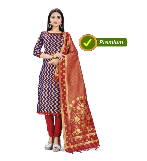 Banarasi Silk Unstitched Salwar-Suit Material Premium Quality With Dupatta (Color: Navy Blue) Banarasi Silk Unstitched Salwar-Suit Material Premium Quality With Dupatta (Color: Navy Blue)
