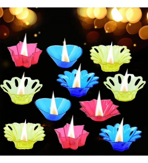 Pack Of 3_(12 Pieces Set)_Multi Shape Plastic Candle Cup (Color: Assorted)