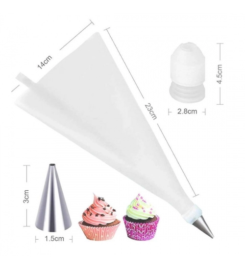 Pack Of 3_Cake Decorating Nozzle with Piping Bag Stainless Steel Piping Cream Frosting Nozzles (Color: Assorted)
