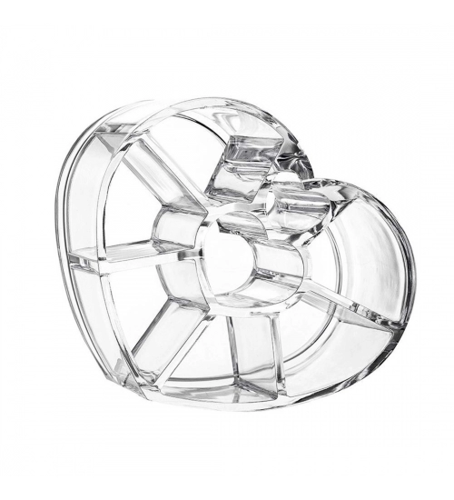 Pack Of_2 Acrylic Material Made Heart Shape Cosmetic Organizer Storage Box (Color:Assorted)