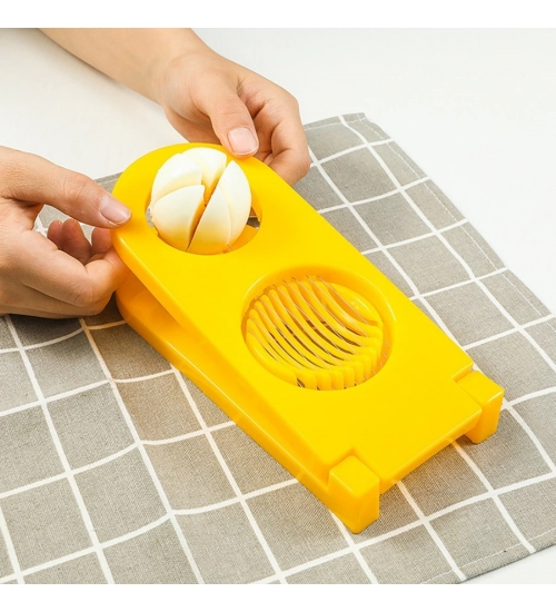 Pack Of_2_2 In 1 Boiled Egg and Mushroom Slicer Cutter Chopper Plastic With Stainless Steel Wired (Color:Assorted)