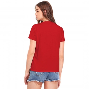 Generic Women's Cotton Western Wear T Shirt (Red)