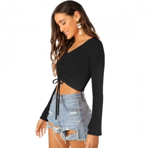 Generic Women's 95% Polyester 5% Spandex Western Wear Tops (Black)