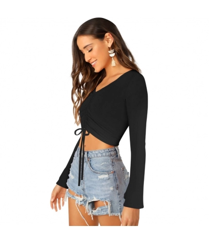 Women's 95% Polyester 5% Spandex Western Wear Tops (Black)