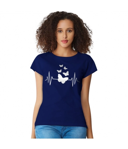 Women's Cotton Western Wear T Shirt (Blue)