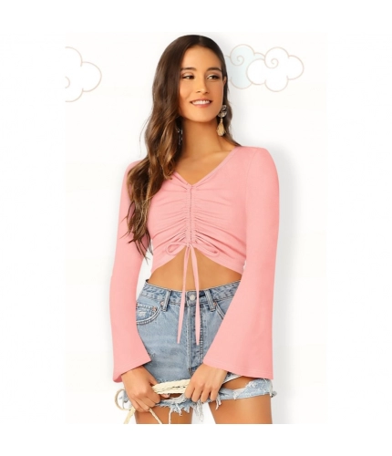 Women's 95% Polyester 5% Spandex Western Wear Tops (Peach)
