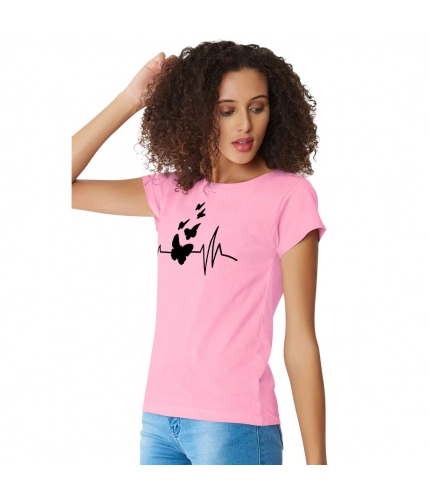 Women's Cotton Western Wear T Shirt (Pink)