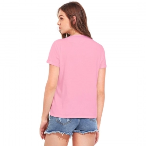 Generic Women's Cotton Western Wear T Shirt (Pink)