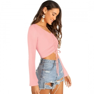 Generic Women's 95% Polyester 5% Spandex Western Wear Tops (Peach)