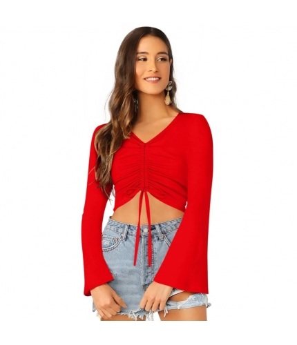 Women's 95% Polyester 5% Spandex Western Wear Tops (Red)