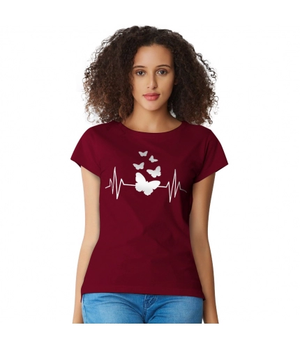 Women's Cotton Western Wear T Shirt (Maroon)