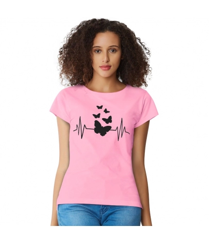 Women's Cotton Western Wear T Shirt (Pink)