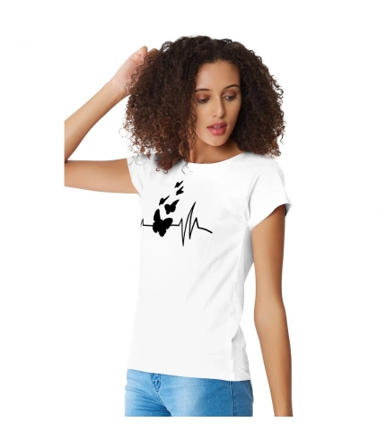 Women's Cotton Western Wear T Shirt (White)